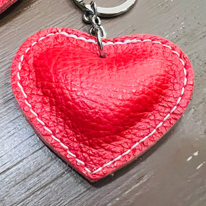 Italian Leather Heart Bag Charm or Key Ring