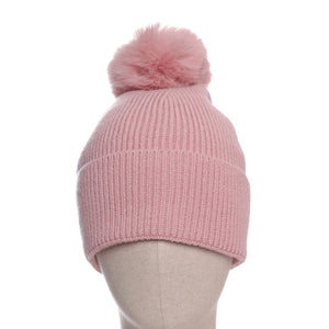 Bobble Hat with Faux Fur Bobble