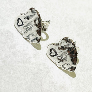925 Sterling Silver Patterned Heart Studs