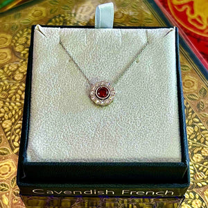 925 Sterling Silver Ruby CZ and Brilliant Cut CZ Necklace