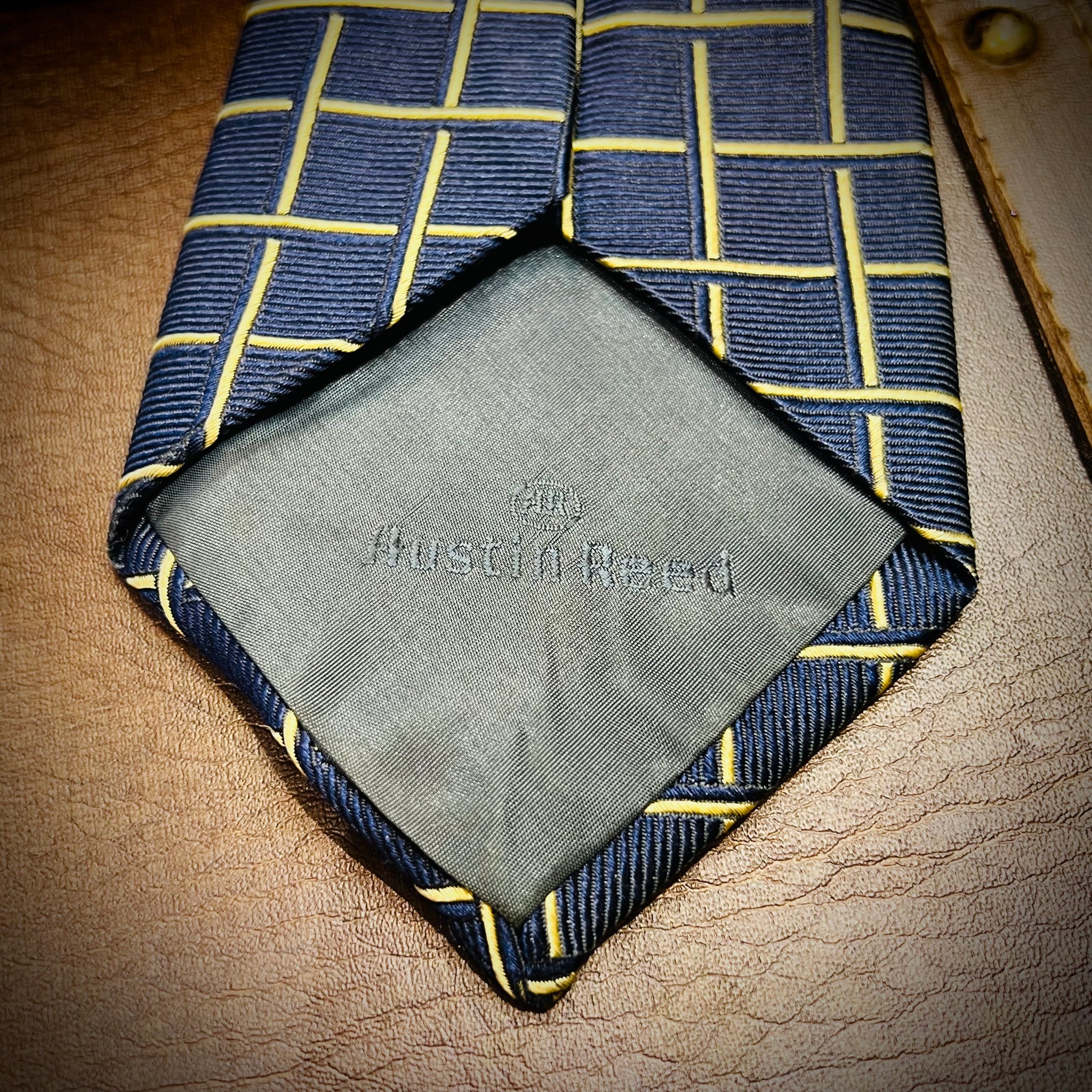 Silk Tie - Austin Reed Navy/Cream