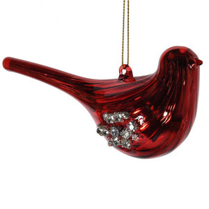 Bauble - red glass bird
