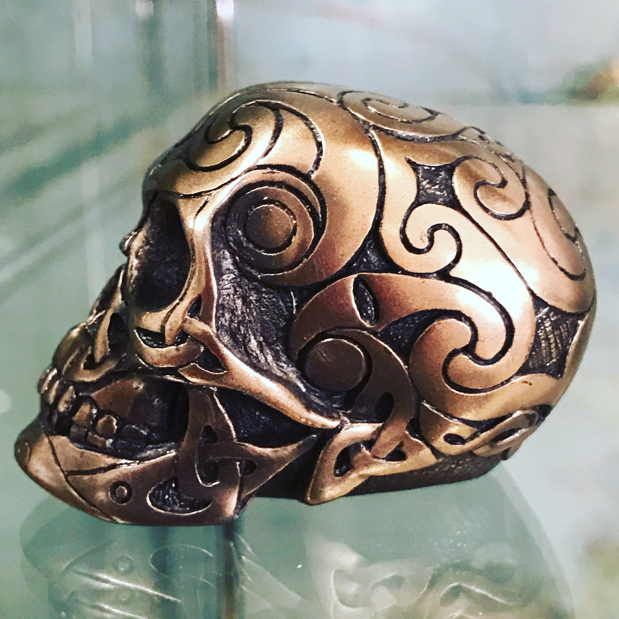 Bronzed Celtic Skull