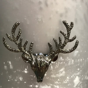 Christmas Matt Silver Votive Candle Holder with Stag Decal