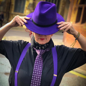 Purple fedora hat