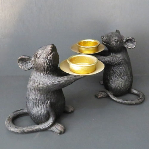 Pair of mice candleholders