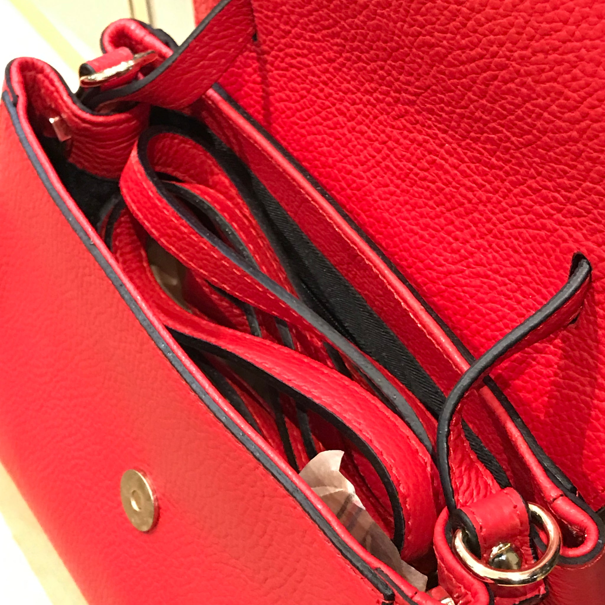 Red Italian leather grab bag