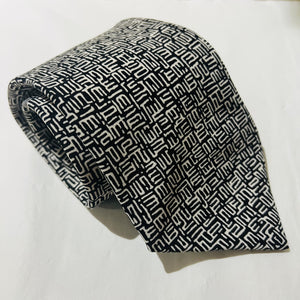Silk Black and Cream Patterned Tie