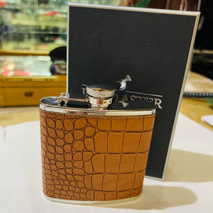 Hip Flask with Brown Leatherette Cover