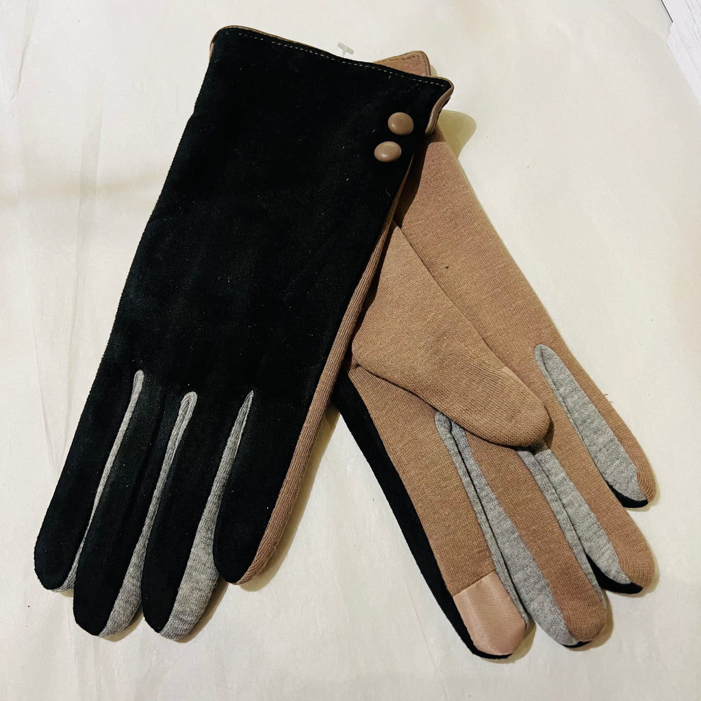 Gloves Suedette With Two Buttons