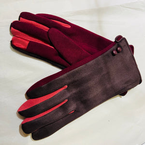 Gloves Suedette With Two Buttons