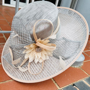 Large  Sinamay Hat with Bow and Flower