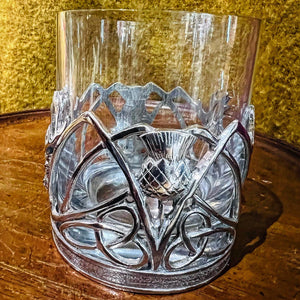 Pewter stag and thistle whisky glass