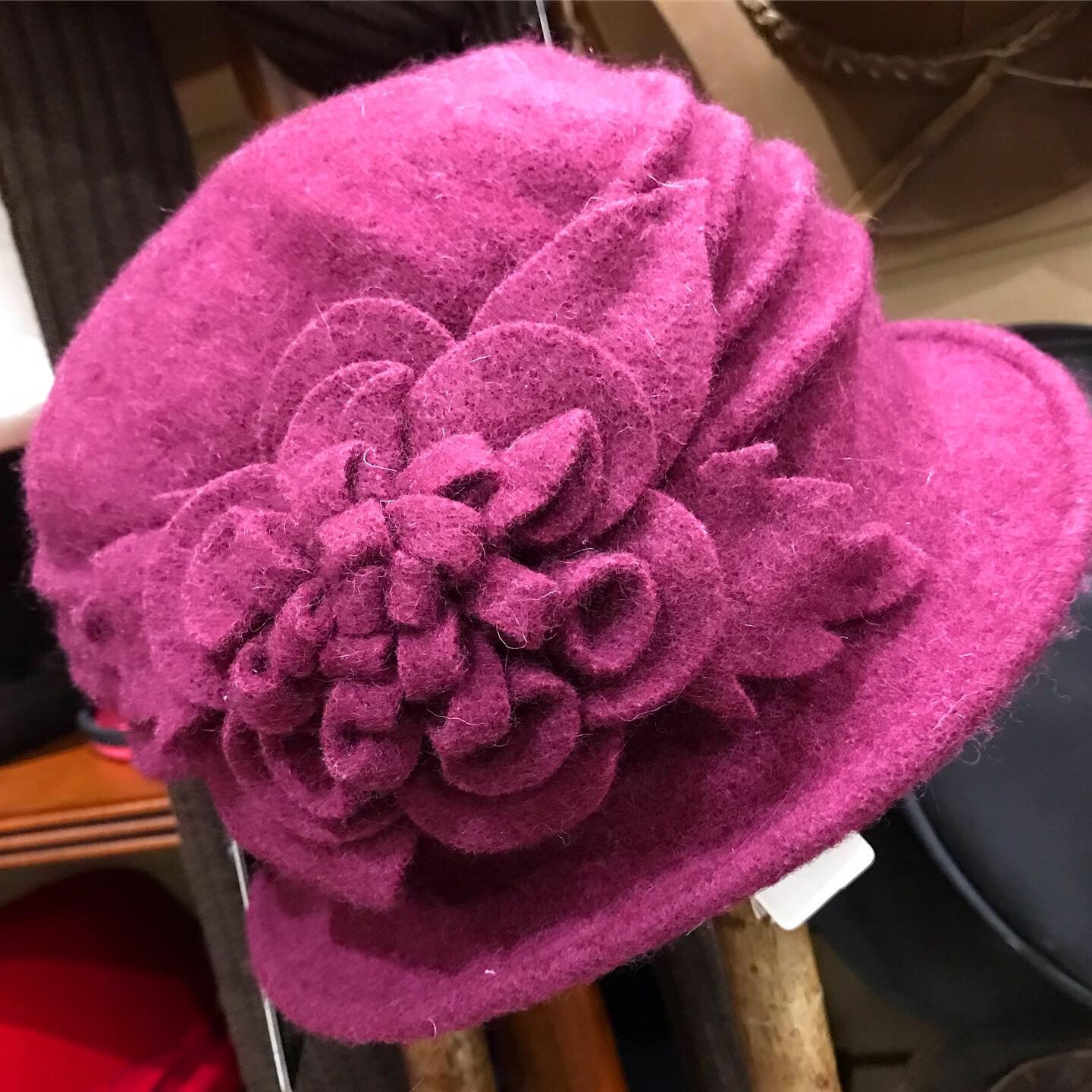 Rose wool cloche hat