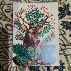 Card - Christmas Stag with Acorns