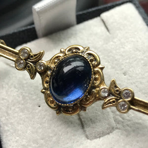 Crystal blue bar brooch