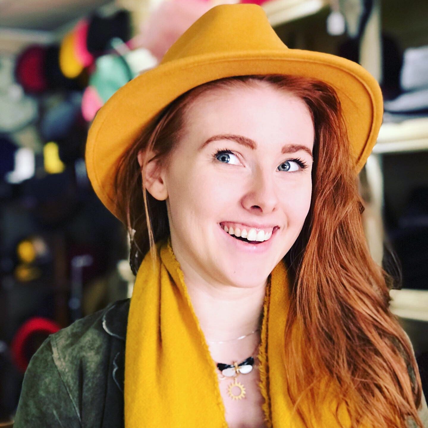 Mustard wool fedora hat