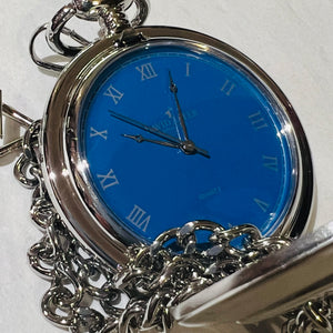 Stainless Steel Blue Half Hunter Pocket Watch