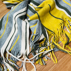 Long Fringed Three Colour Scarf