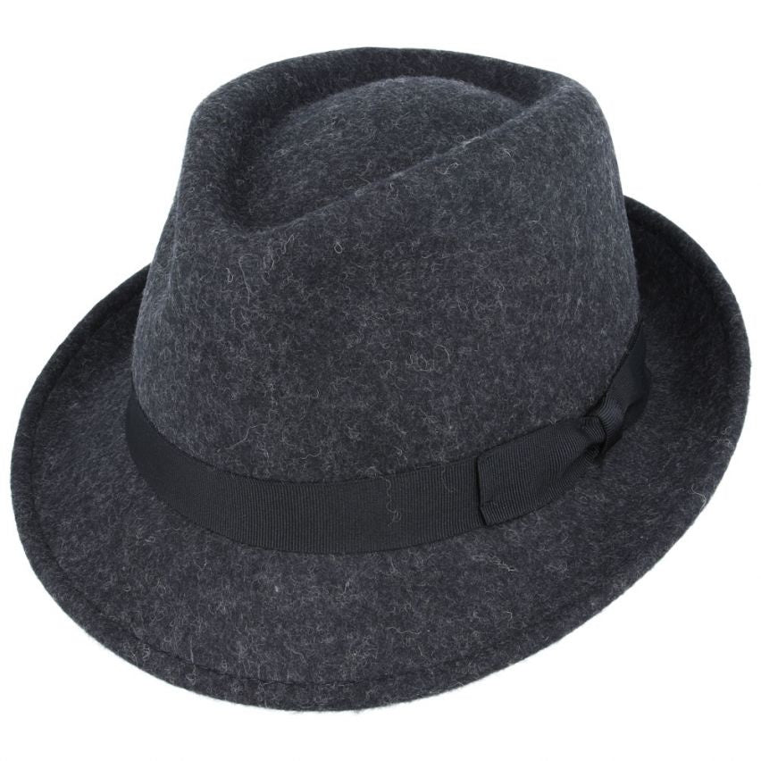 Trilby Crushable Charcoal Mix Wool Hat - Maz