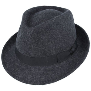 Trilby Crushable Charcoal Mix Wool Hat - Maz