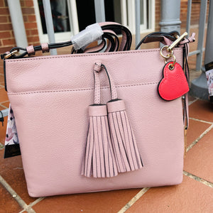 Leather Crossbody Bag with Double Tassels