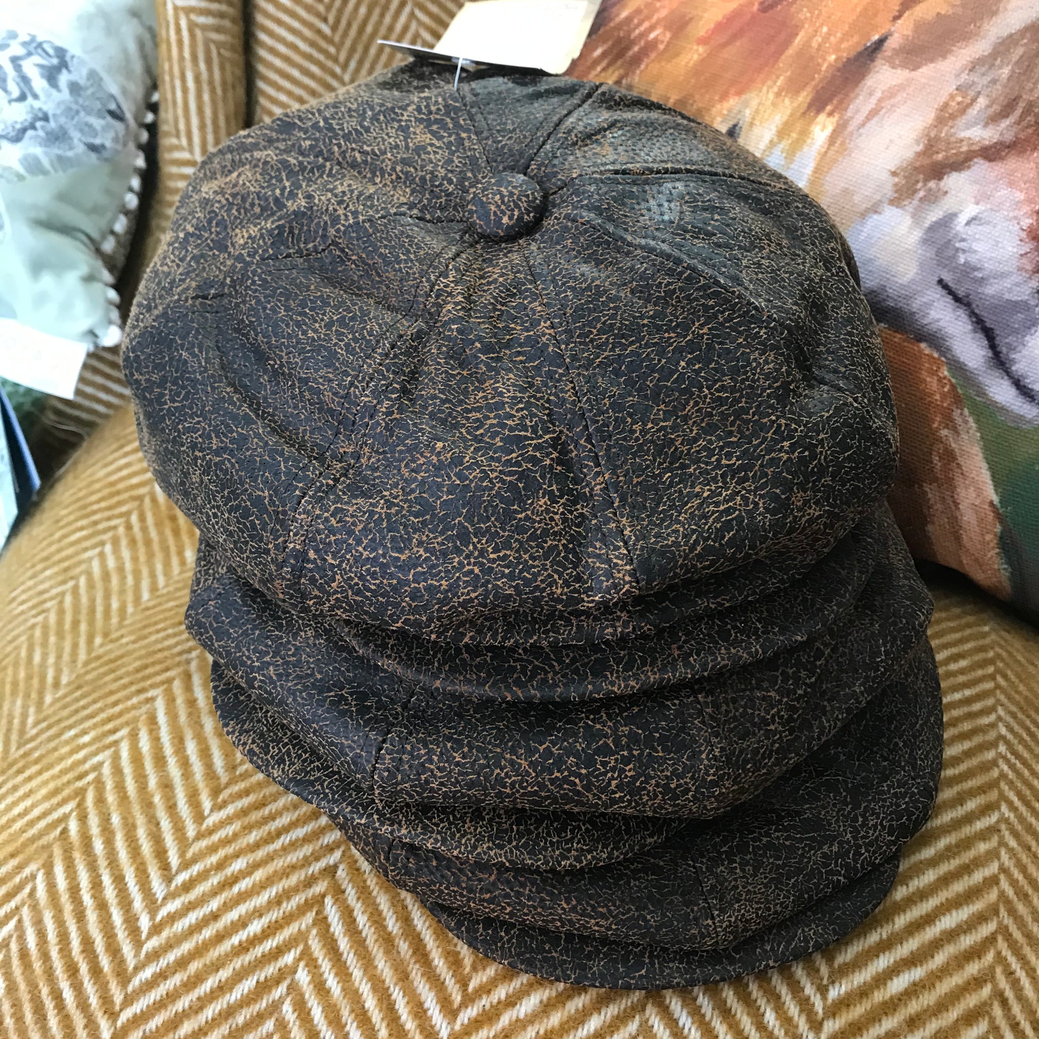 Gatsby leather baker boy cap