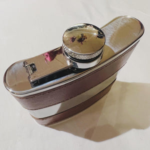 Hip Flask with Brown Leather Bands