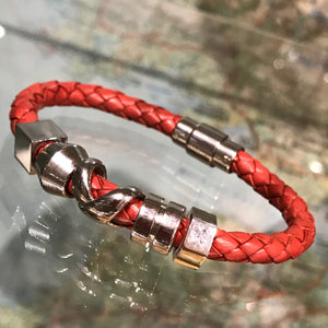 Leather Bracelet with Steel Cross