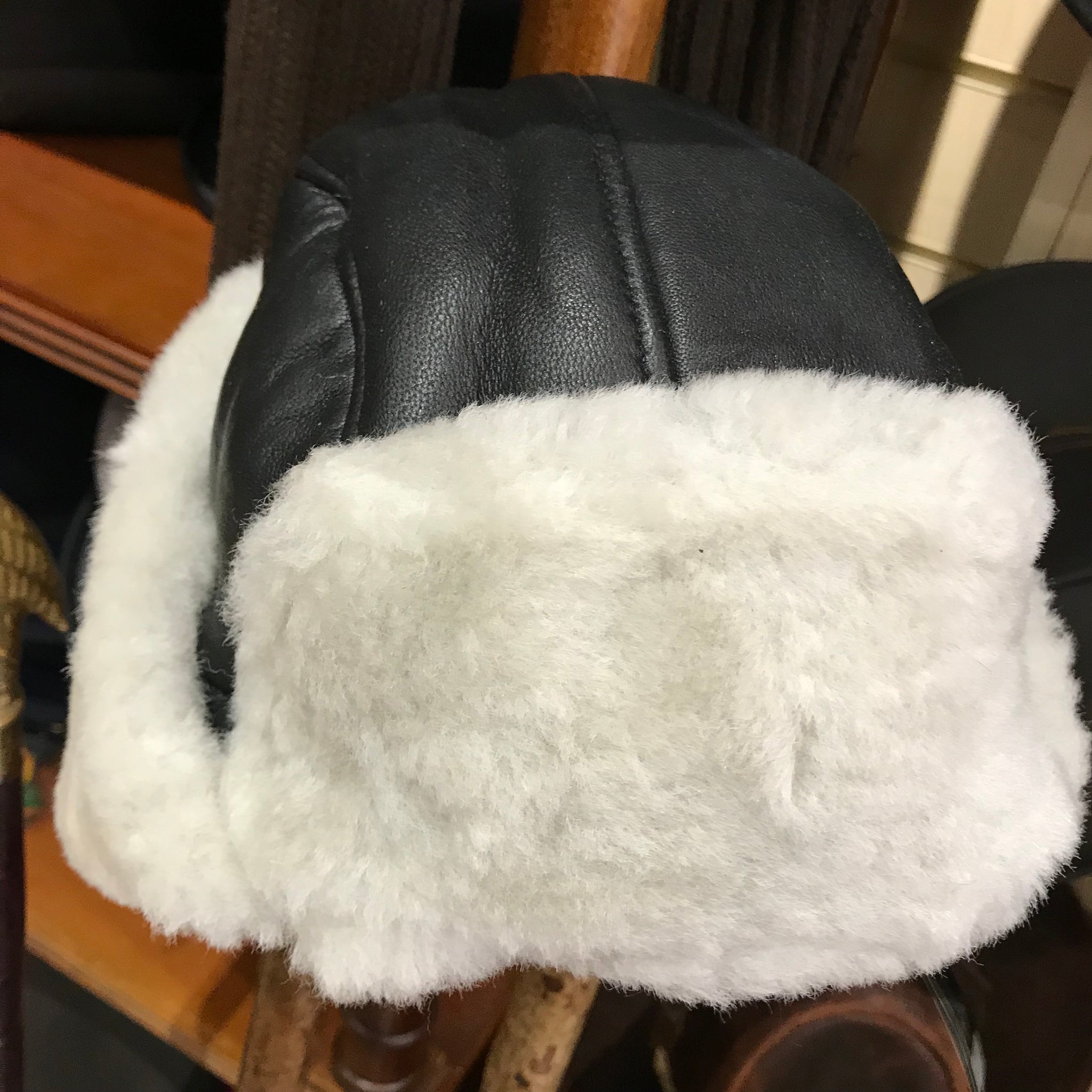 Leather trapper pilot style hat