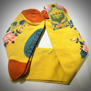 Knee High Socks - Mustard Floral Vines
