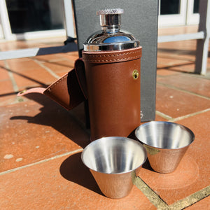 Cylinder Hip Flask with Two Cups