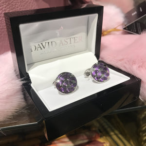 David Aster Cufflinks purple wave