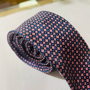 Silk Pink and Blue Patterned Tie