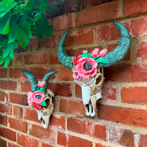 Wall Hanging Floral Goat Skull