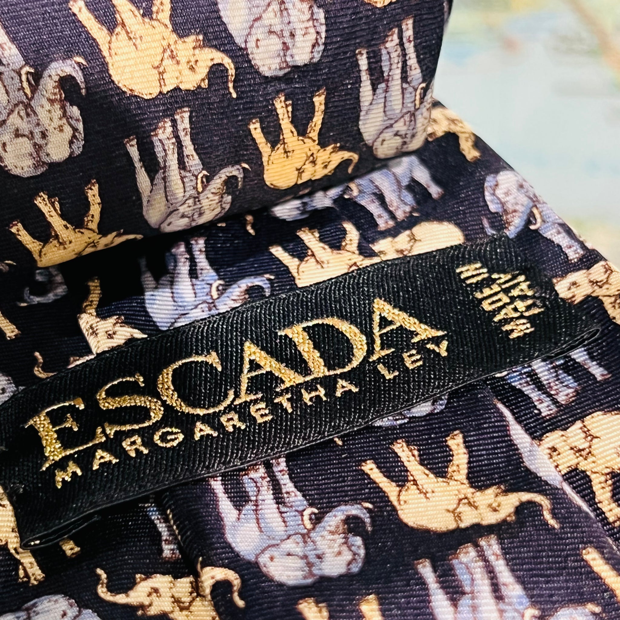 Silk Tie - Elephants Blue by Escada