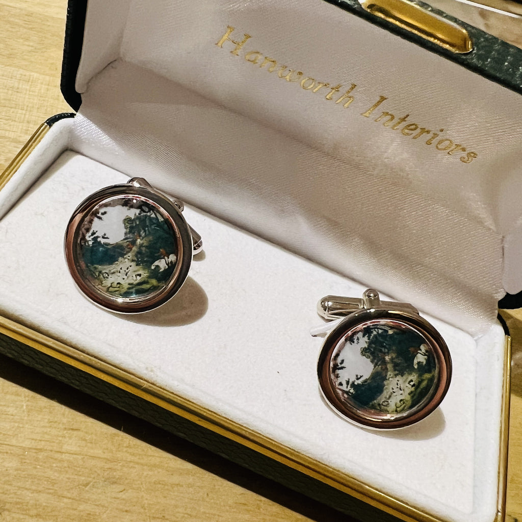 Cufflinks - Round Hunting Scene