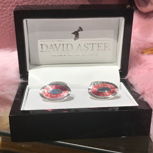 David Aster Cufflinks - Pink Oval Ripple