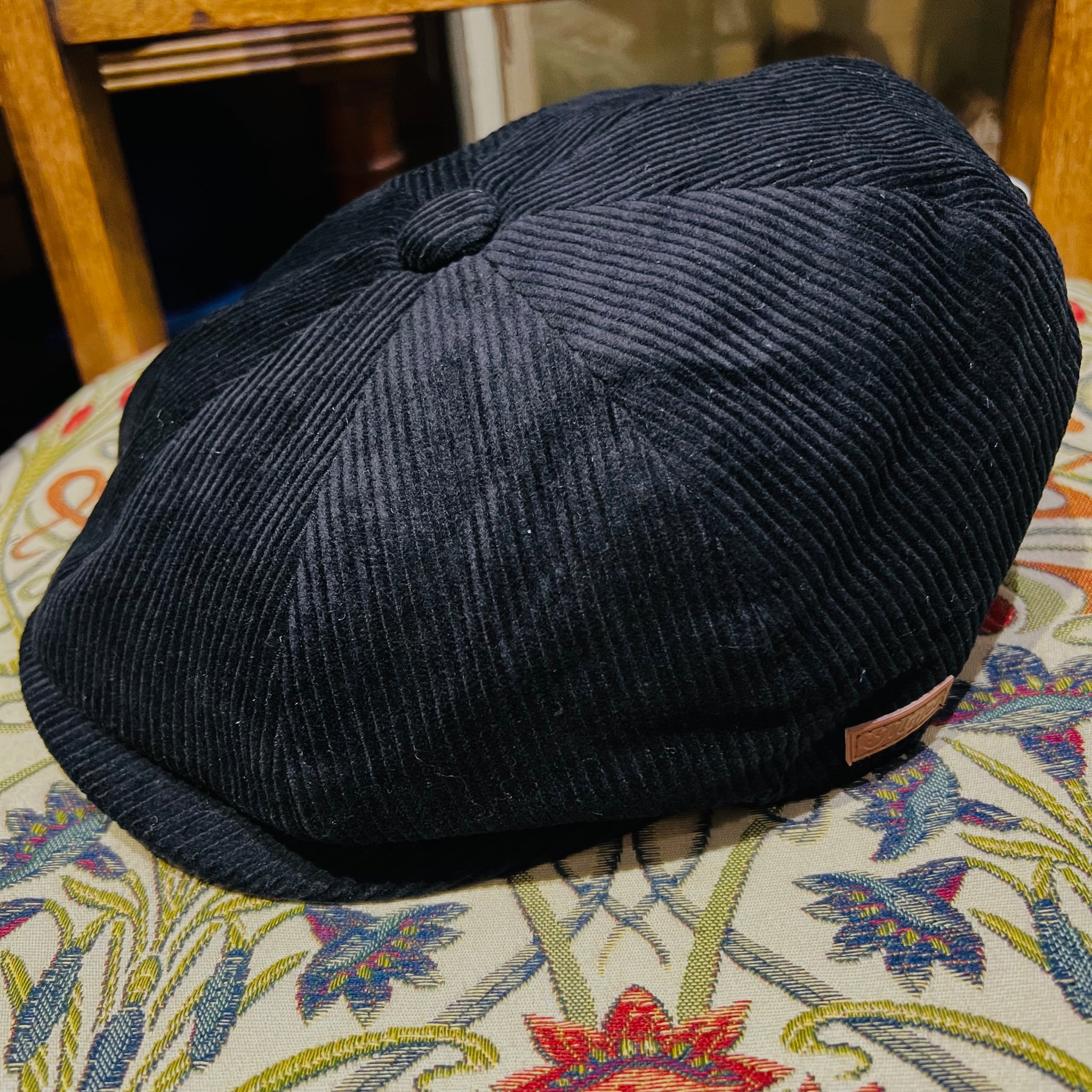 Black Corduroy Baker Boy Cap