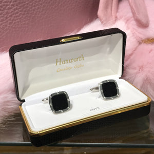 cufflink - square chrome onyx