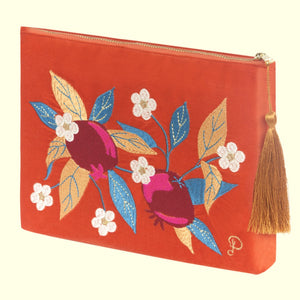 Velvet Zip Pouch Bag With Tassel