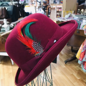 Wool wine bowler hat 