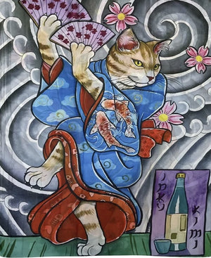 Scarf - Japanese Geisha Cat