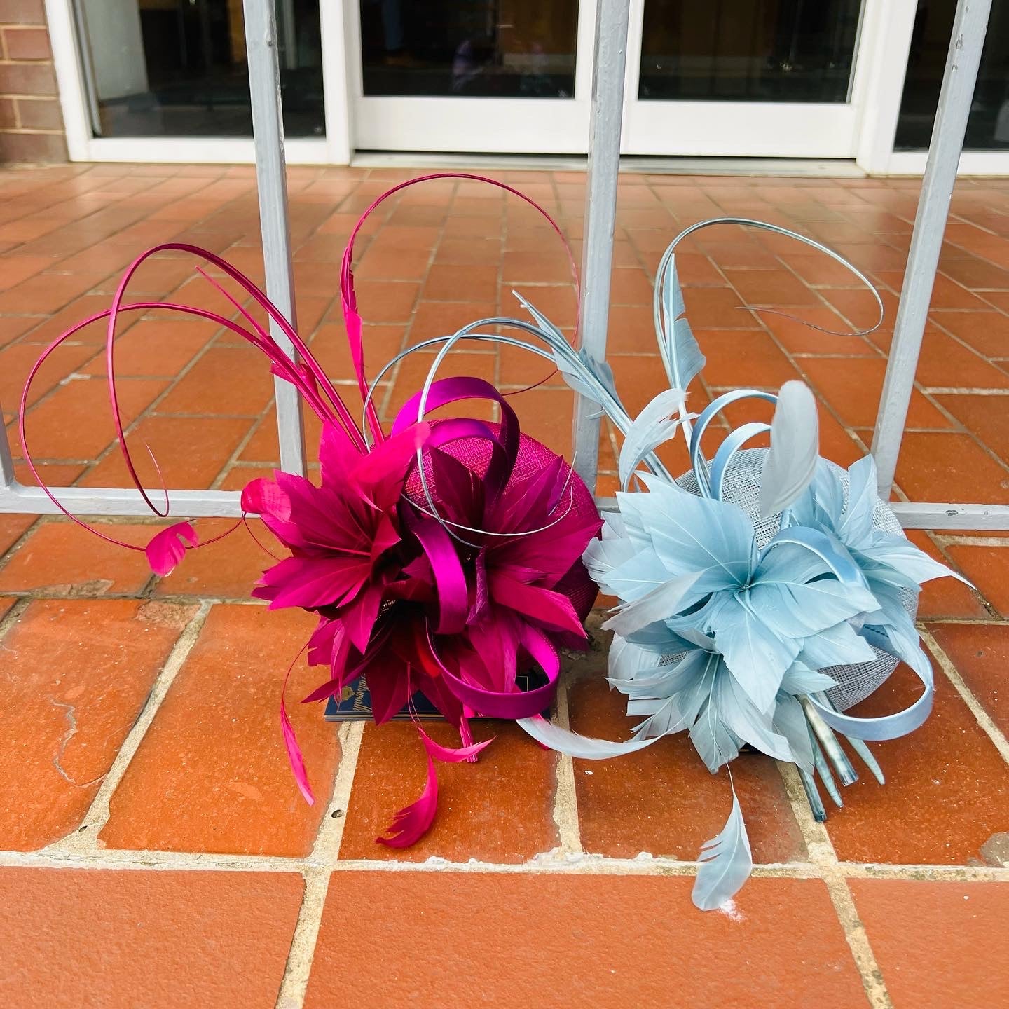 Round Sinamay Fascinator With Feather Flowers