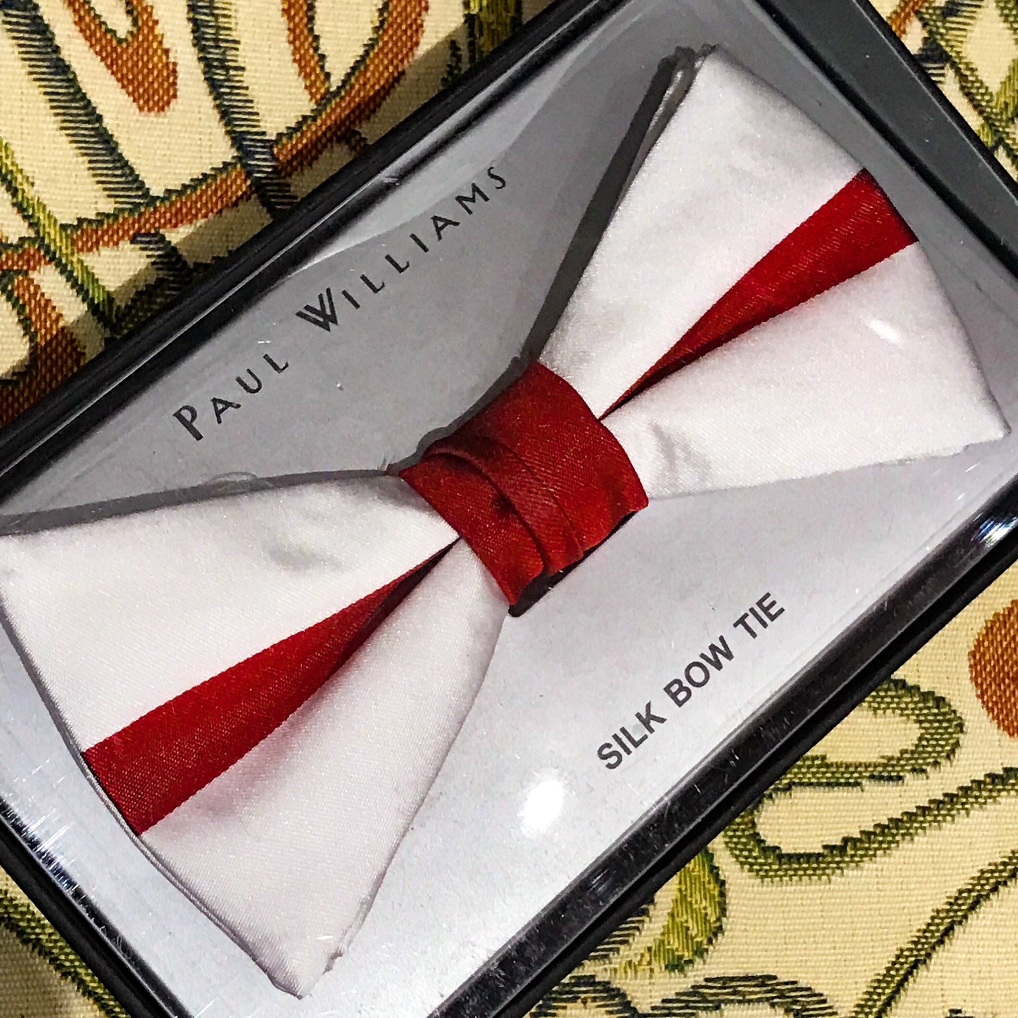 Silk Bow Tie - White and Red