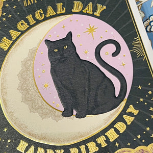 Birthday card - Magical day Black Cat