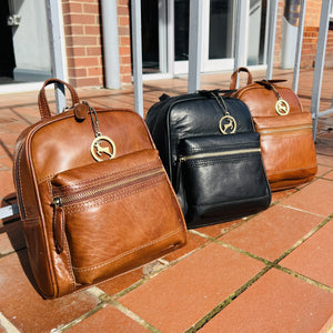 Leather Jasper Rucksack with Grab Handle