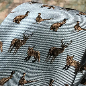 Woven pure silk tie country animals