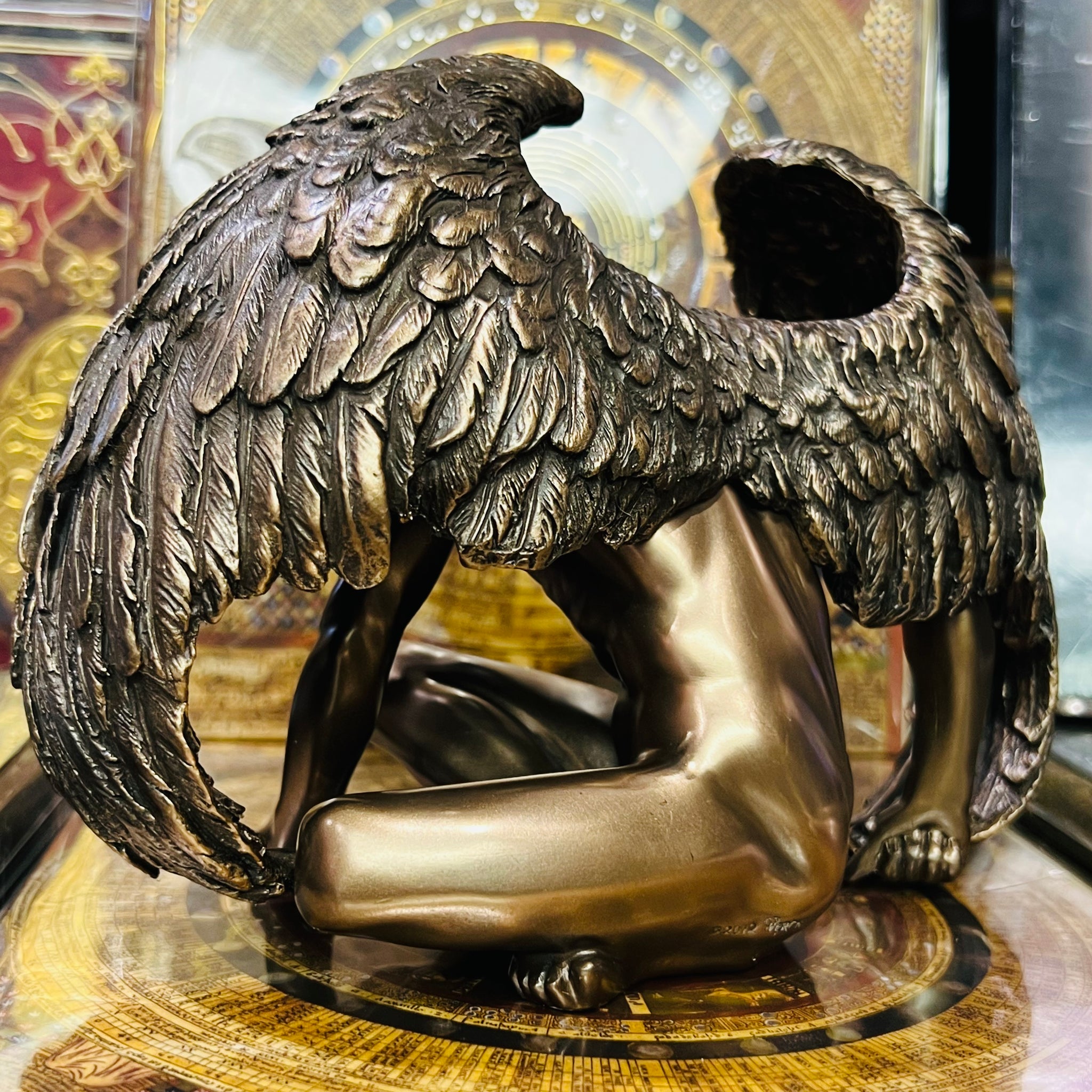 Male Bronzed Angel Figurine