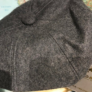 Grey Wool Baker Boy Cap - M